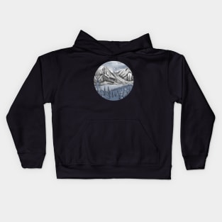 Round snow valley mountain Kids Hoodie